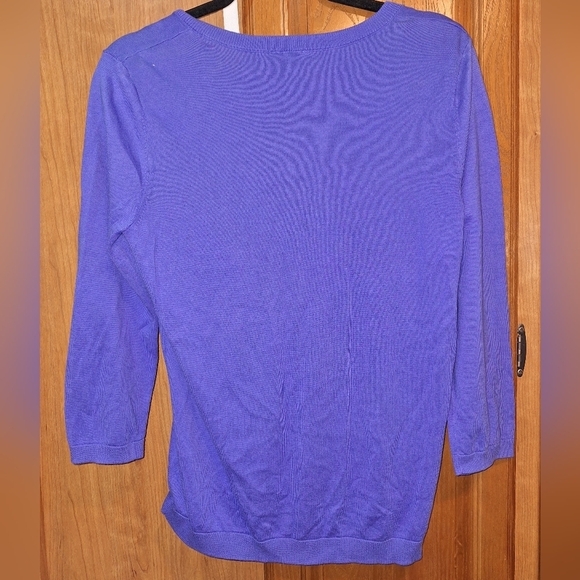 A Talbots size medium womens blue knitted cardigan sweater. EUC. - Picture 6 of 6